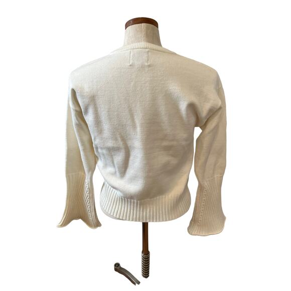 JOA Revolve Bell sleeve crewneck sweater Winter White XS - Picture 4 of 6